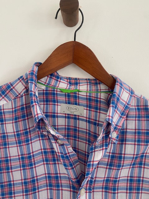 Pre-Owned Eton Cotton Plaid Classic Shirt