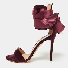 Pre-Owned Ginavito Rossi Velvet Satin Bow Sandal