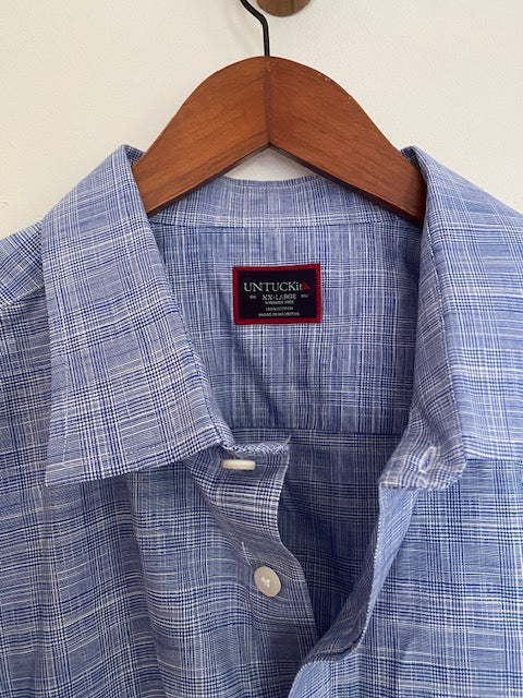 Pre-Owned UNTUCKit Blue Plaid 100% Cotton Wrinkle Free Button Down Shirt