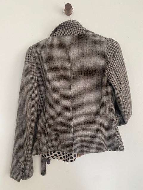 Pre-Owned Dries Van Noten Wool Houndstooth Tie Blazer